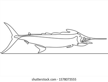 Continuous one line drawing fish. vector illustration. Black and white.