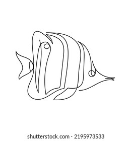 Continuous One Line Drawing Fish Sketch Stock Vector (Royalty Free ...