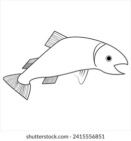 Continuous one line drawing of fish line art drawing vector illustration 