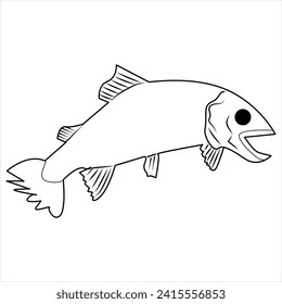 Continuous one line drawing of fish line art drawing vector illustration 