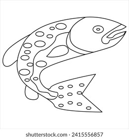Kontinuierliche Zeichnung einer Linie mit Zeichnungen der Aquakultur, Vektorgrafik 