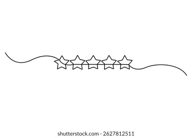 Continuous one line drawing of five star rating Concept of rating service and customer reviews vector illustration
