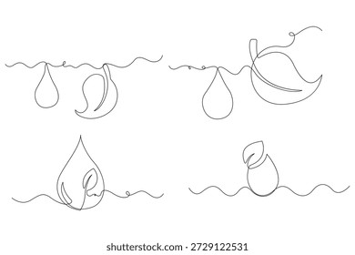 Dibujo continuo de una línea de energía de símbolo de llama y Ilustración vectorial de concepto de fuego
