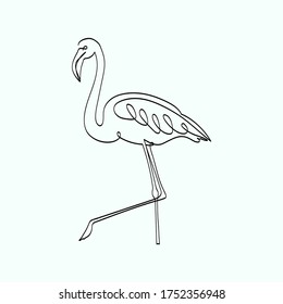 Continuous One Line Drawing Flamingo