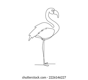 Continuous one line drawing of flamingo bird.Beautiful flamingo simple line art vector design.