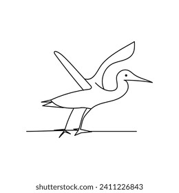 Continuous one line drawing of flamingo bird outline vector illustration 
