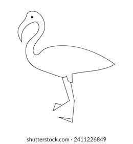 Dibujo continuo de una línea de la ilustración vectorial del contorno del pájaro flamingo 