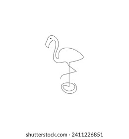 Continuous one line drawing of flamingo bird outline vector illustration 