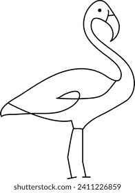Dibujo continuo de una línea de la ilustración vectorial del contorno del pájaro flamingo 
