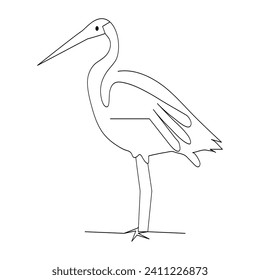 Dibujo continuo de una línea de la ilustración vectorial del contorno del pájaro flamingo 