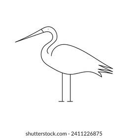 Dibujo continuo de una línea de la ilustración vectorial del contorno del pájaro flamingo 