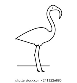 Continuous one line drawing of flamingo bird outline vector illustration 