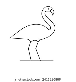 Continuous one line drawing of flamingo bird outline vector illustration 