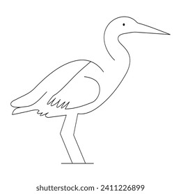 Dibujo continuo de una línea de la ilustración vectorial del contorno del pájaro flamingo 