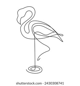 Continuous one line drawing of Flamingo.outline Vector illustration design.