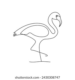 Continuous one line drawing of Flamingo.outline Vector illustration design.