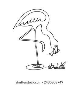 Continuous one line drawing of Flamingo.outline Vector illustration design.