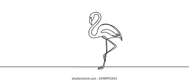 Continuous one line drawing of Flamingo.outline Vector illustration design