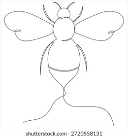 Dibujo continuo de una línea de abeja voladora Ilustración vectorial de diseño de arte de línea simple