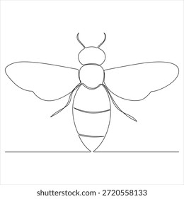 Dibujo continuo de una línea de abeja voladora Ilustración vectorial de diseño de arte de línea simple