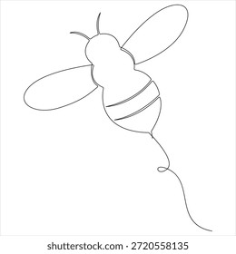 Dibujo continuo de una línea de abeja voladora Ilustración vectorial de diseño de arte de línea simple