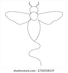 Dibujo continuo de una línea de abeja voladora Ilustración vectorial de diseño de arte de línea simple