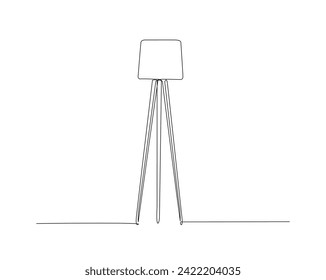 Continuous one line drawing of floor lamp. Floor lamp  single outline vector illustration. Interior and furniture concept, editable stroke.