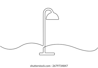 Continuous one line drawing of floor lamp design.