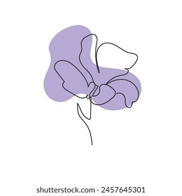Continuous one line drawing of flower. Modern Minimalist One Line Drawing. Vector illustration