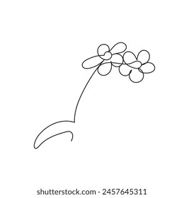 Dibujo continuo de una línea de flores, Vector gráfico en blanco y negro ilustración lineal minimalista