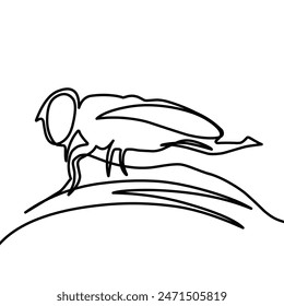 Continuous one line drawing of a fly. Tattoo and logo concept. Vector illustration