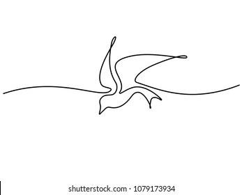 Continuous one line drawing. Flying bird logo. Black and white vector illustration. Concept for logo, card, banner, poster, flyer