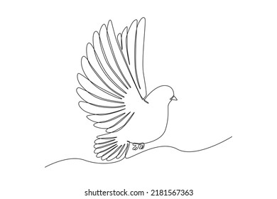 Continuous one line drawing flying dove. Peace day concept. Single line draw design vector graphic illustration.