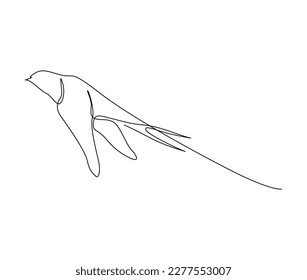 Continuous one line drawing of flying swallow bird. Simple barn swallow outline vector illustration. 