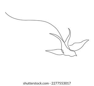 Continuous one line drawing of flying swallow bird. Simple barn swallow outline vector illustration. 