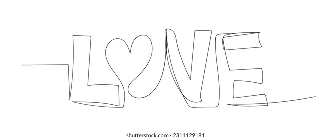 Continuous one line drawing flying heart love. Romantic love. Holiday celebration, wedding invitation, greeting card on white background. Single line draw design vector graphic illustration	

