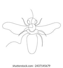 Continuous one line drawing of flying bee simple illustration bee line art vector illustration