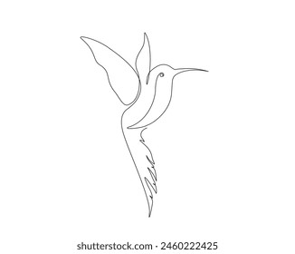 Dibujo continuo de una línea de colibrí volador. Diseño de Vector de contorno único Colibri. Trazo editable.