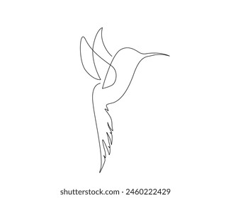 Dibujo continuo de una línea de colibrí volador. Diseño de Vector de contorno único Colibri. Trazo editable.