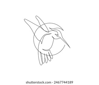 Kontinuierliche Einzeilenzeichnung von fliegenden Colibri Vögeln. Kolibri Single Outline Vektorgrafik Design. Bearbeitbarer Strich.