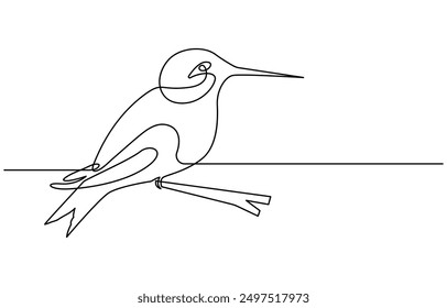 Continuous one line drawing of flying hummingbird. One line drawing illustration of colibri. Flying animal concept Single line, Hummingbird one line art design. Hand drawn illustration of hummingbird