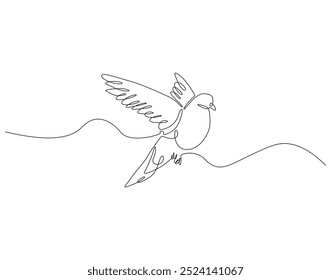 Desenho contínuo de uma linha de pombo voador. Ilustração de desenho de uma linha de pomba voando. Conceito nacional de dia de pombo linha de arte.