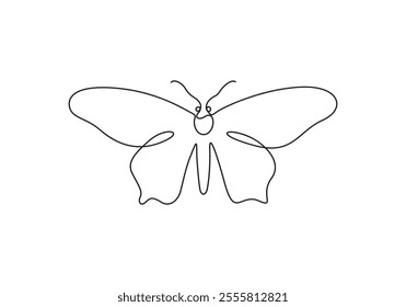 Continuous one line drawing of Flying butterfly image elements for logos or decorative elements. Vector illustration of various shapes of butterfly with a trendy outline style.