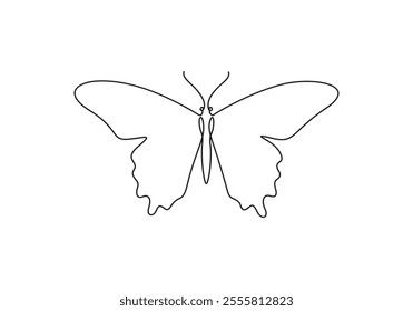 Continuous one line drawing of Flying butterfly image elements for logos or decorative elements. Vector illustration of various shapes of butterfly with a trendy outline style.