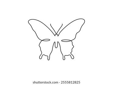 Continuous one line drawing of Flying butterfly image elements for logos or decorative elements. Vector illustration of various shapes of butterfly with a trendy outline style.