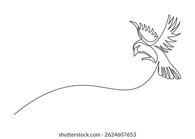 Continuous one line drawing of Flying up dove bird. Single line drawing illustration of Flying Birds. Symbol of peace and freedom concept vector art. Doodle line illustration.