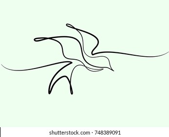 Continuous One Line Drawing. Flying Bird Logo. Vector Illustration. Concept For Logo, Card, Banner, Poster Flyer