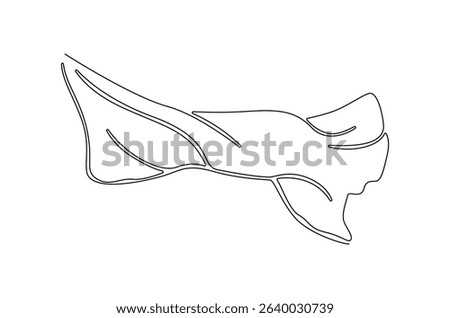 Continuous one line drawing of Flying wave silk or satin fabric. Single line drawing illustration of Luxury textile drapery. Grand opening ceremony concept vector art. Doodle line illustration.
