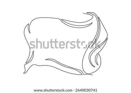 Continuous one line drawing of Flying wave silk or satin fabric. Single line drawing illustration of Luxury textile drapery. Grand opening ceremony concept vector art. Doodle line illustration.