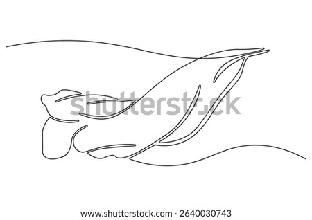 Continuous one line drawing of Flying wave silk or satin fabric. Single line drawing illustration of Luxury textile drapery. Grand opening ceremony concept vector art. Doodle line illustration.